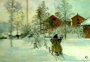 Carl Larsson garden och brygghuset painting